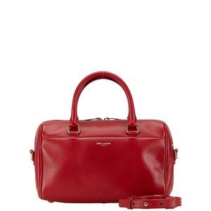 Saint Laurent Baby Classic Duffel Satchel Purse Red